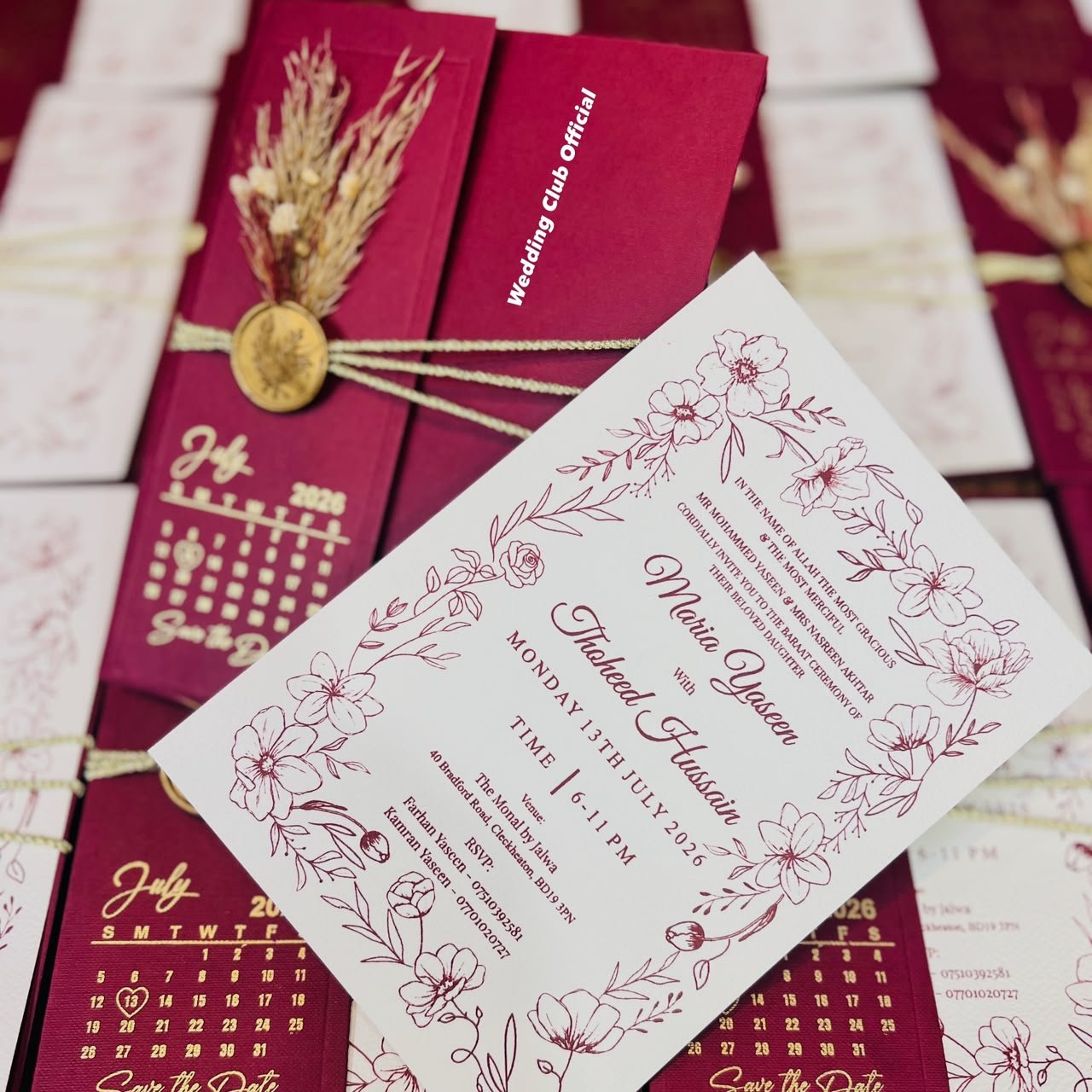 Premium Burgundy Side-Flip Pocket Invitation