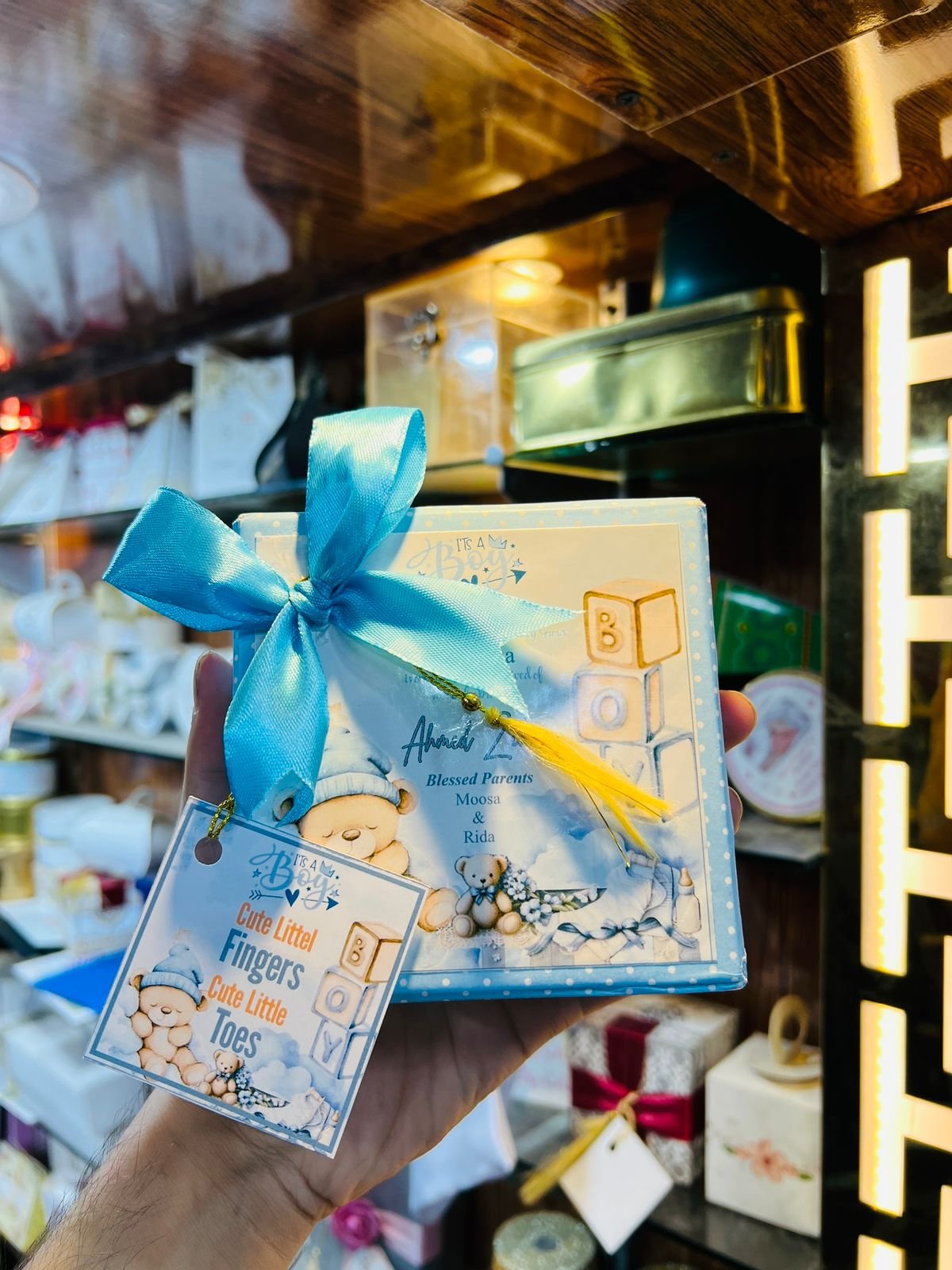 Custom Blue Hard Quality Baby Boy Favor Box